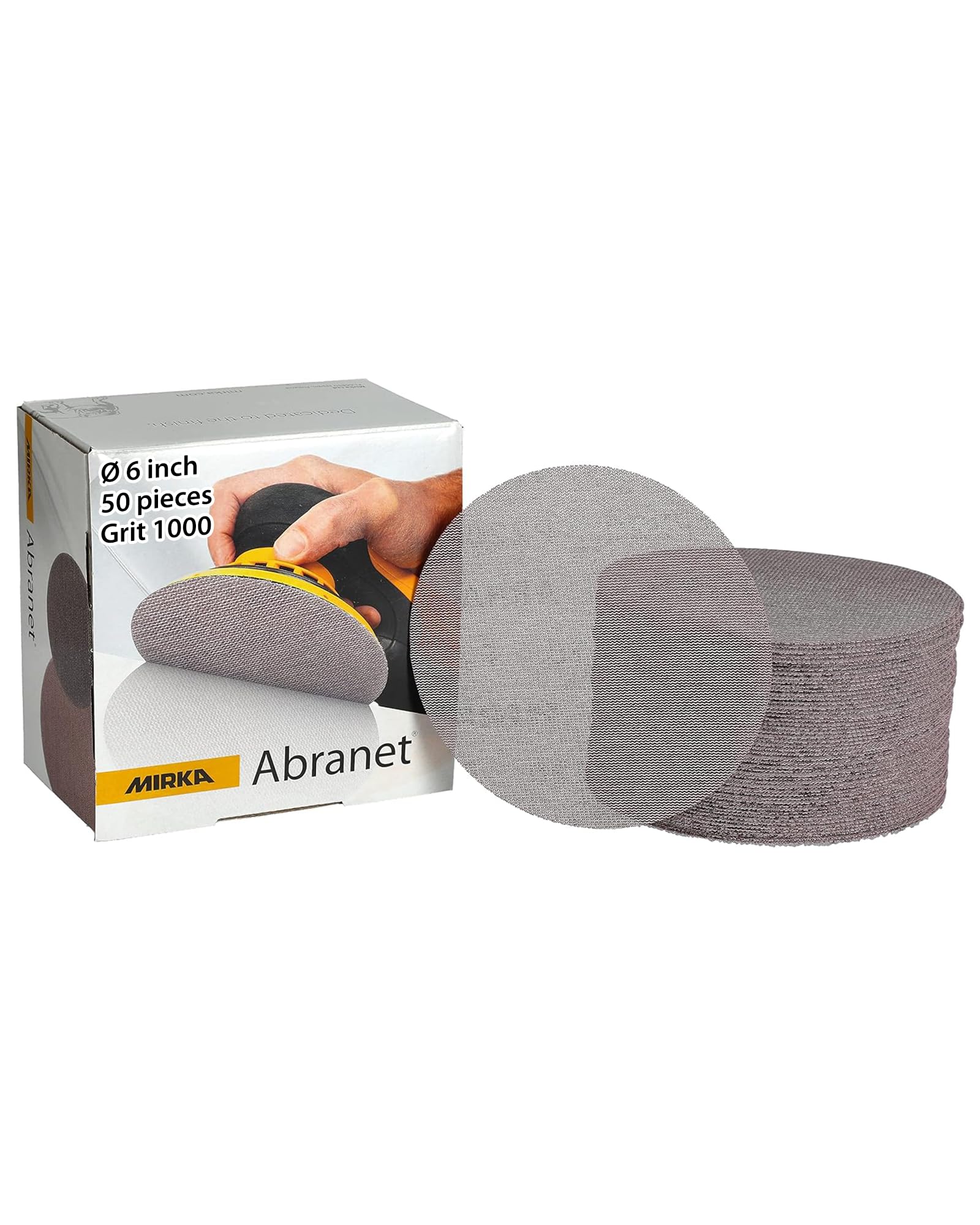 Mirka 9A-241-1000 branet 6-Inch Mesh Grip Disc 1000G, Qty. 50, Grey