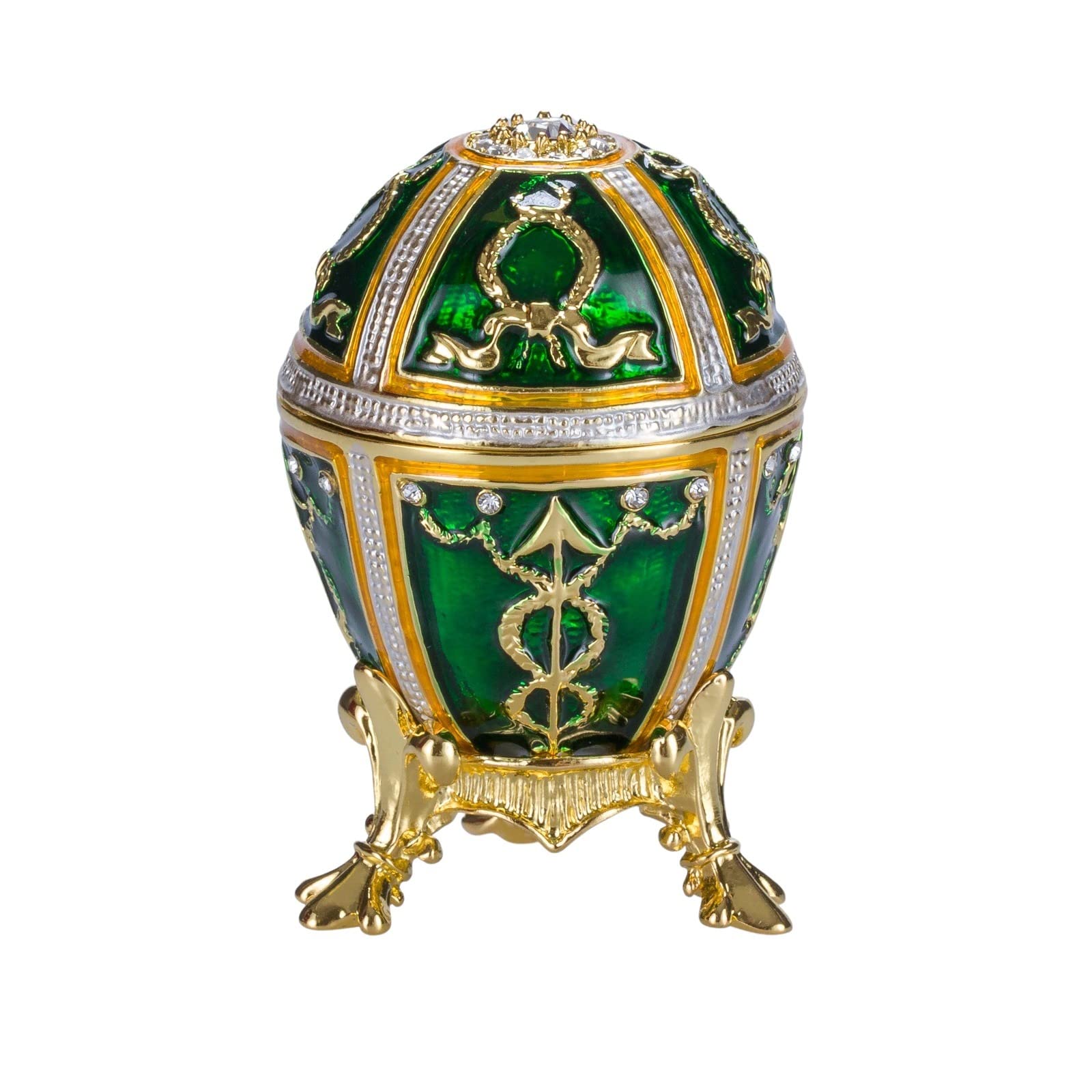 danila-souvenirs Glamorous Style Rosebud Easter Egg Trinket Jewel Box, 6 cm green