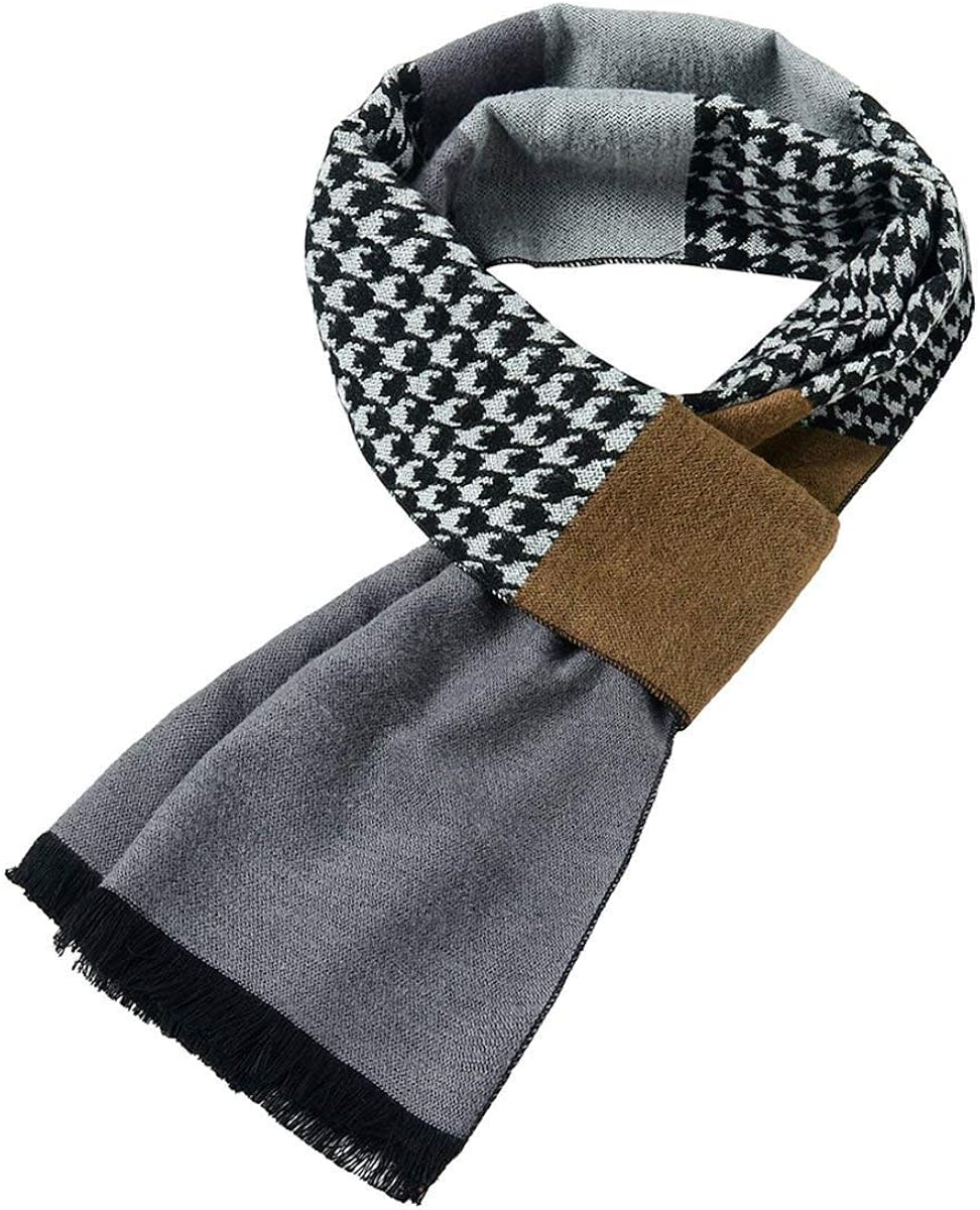 Battercake Men'S Scarf Fall Winter Classic Houndstooth Warm Men'S