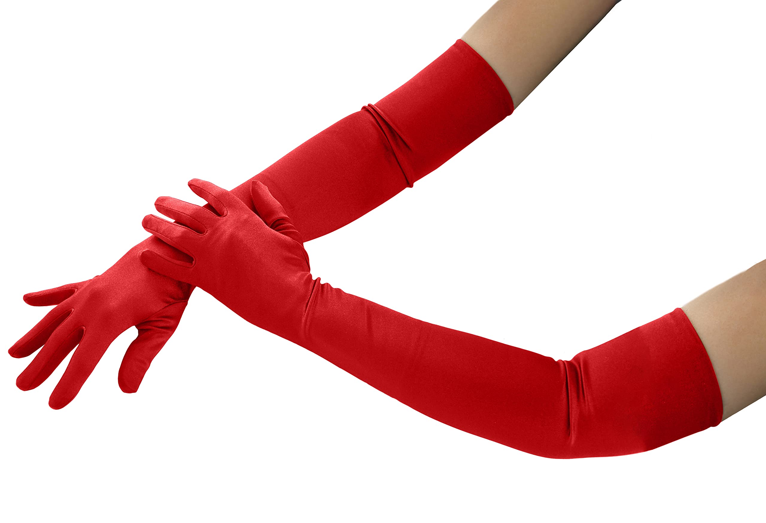 Photo 1 of 4E's Novelty Red 21" Elbow Length Satin Long Gloves for Women Costume Dress Up Accessories Halloween Roaring 1920's Flapper Evening Fashion Gloves