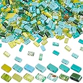 PH PandaHall 420pcs 14 Green Colors Half Tila Beads, 2-Hole Seed Bead Glass Spacer Square Carrier Bead Flat Rectangular Beads for DIY Bracelets Necklace Earrings Jewelry Making, 4.5~5.5x2mm