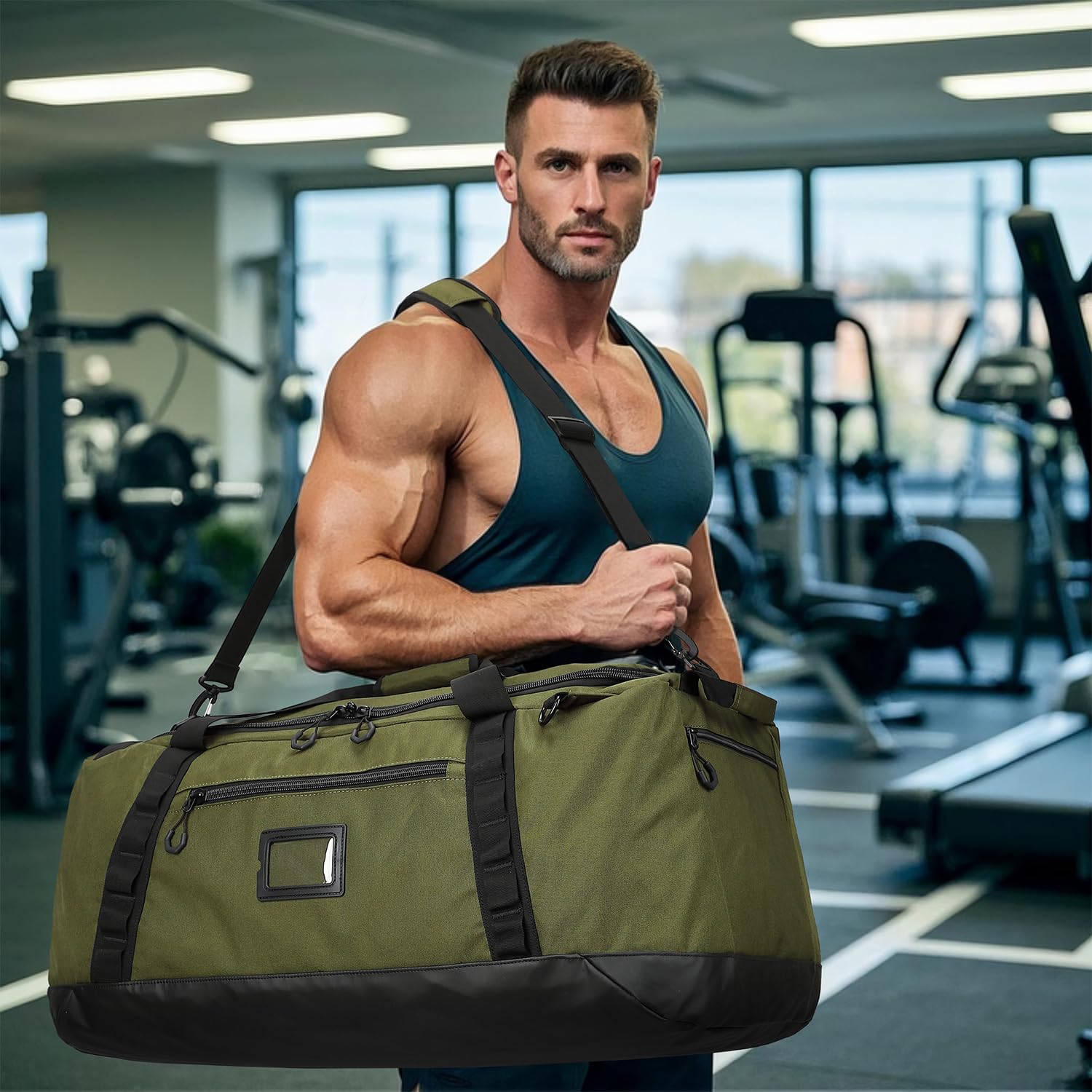 TUGUAN Reisetasche Groß XL Weekender Reise-Rucksack für Herren Damen Wasserdicht Extra großes Gepäck Handgepäck Tasche für Urlaub Camping Sport Duffel Bag 100 Liter, Grün 8
