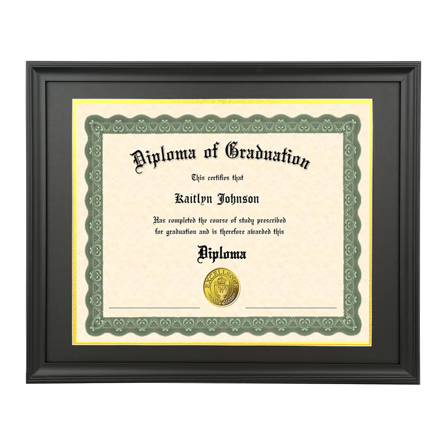 Photo 1 of 13.5x15.5 Diploma Frame Solid Wood Black, Displays13.5x15.5 Diplomas with Black Over Gold Mat or 16x20 Inch Without Mat 13.5x15.5 Diploma Frame13.5x15.5 inch Certificate Frames (L23B1620BG13.515.5)
