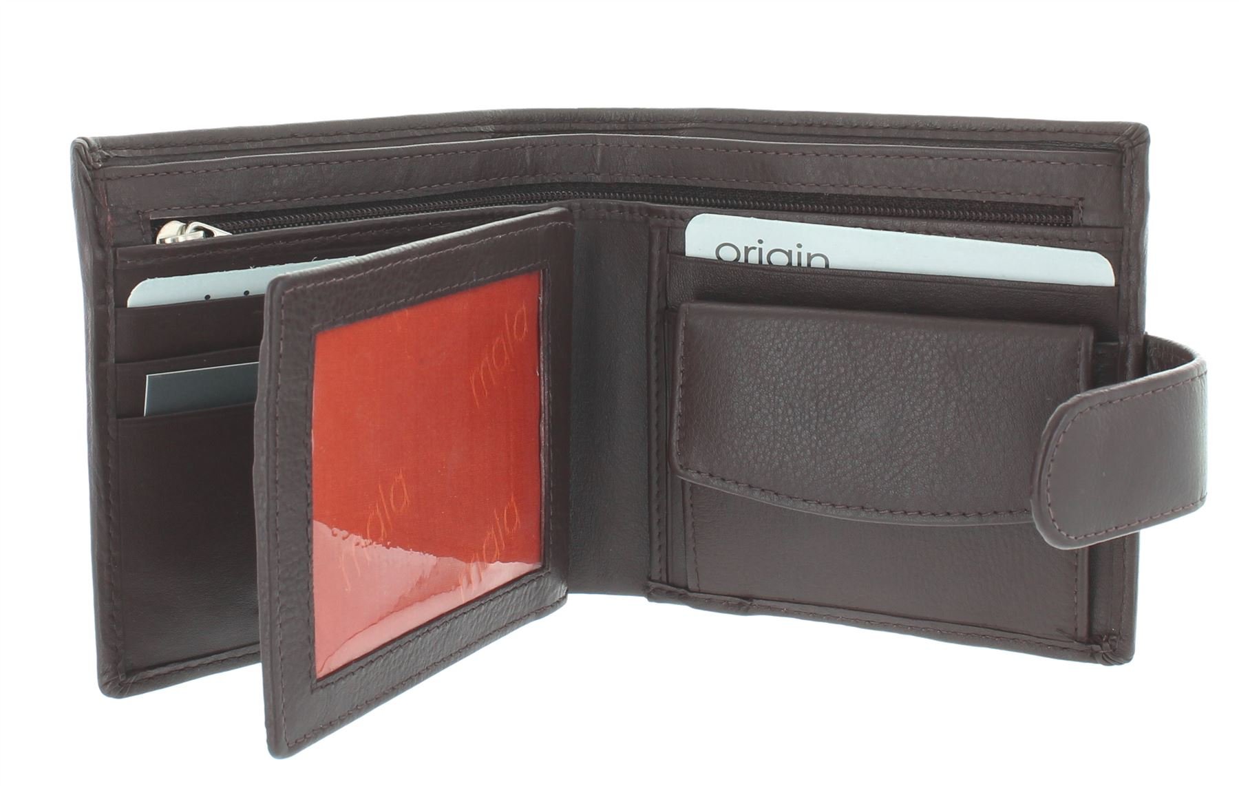Mala Leather Mens Brown Wallet Origin Wallets RFID 8 Card Slots Coin Pocket 127