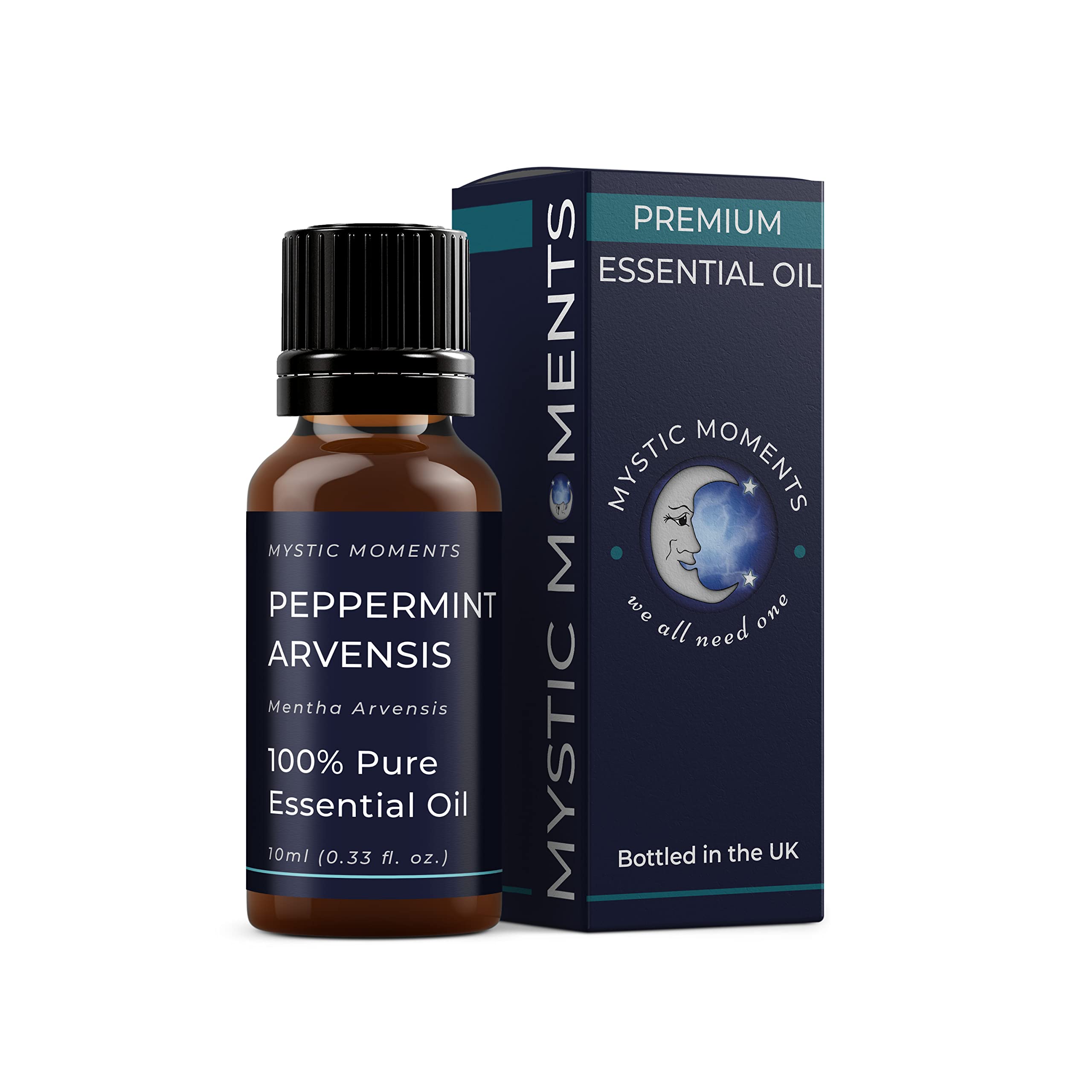 Mystic Moments | Peppermint Arvensis Essential Oil (Mentha arvensis) 10ml | Strong Fresh Mint Aroma for Energising Aromatherapy & Invigorating Diffuser Blends | Vegan & Natural