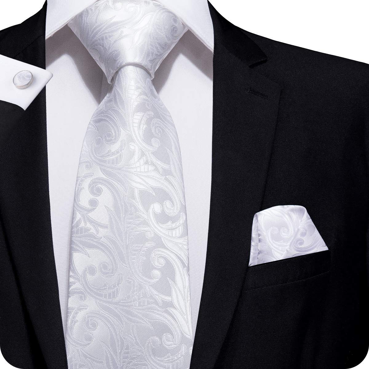 Einstecktuch Manschettenkn/&ouml;pfen; aus gewebter Seide Floralmuster bestehend aus: Krawatte Hi-Tie Krawatten-Set f/&uuml;r Herren