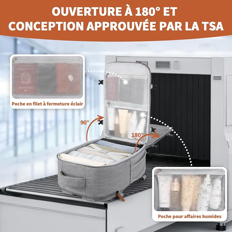 Sac a Dos 40x30x20, 24L Sac a Dos Voyage Cabine Avion Hommes Femmes — photo 4 sur 6
