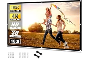 KEJOG Projector Screen 84 inch, 4K Movie Projector Screen16:9 HD Portable Projector Screen Indoor Outdoor Projection Screen Foldable Movie Screen for Backyard, Double Sided Projection for Home Theater