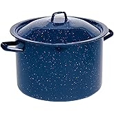 IMUSA USA Blue Enamel Stock Pot with Lid 12-Quart Speckled (C20666-10646W)