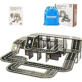 BENOKER Magnetic Tiles Road Set, STEM Magnet Building Blocks for Toddler Kids, Montessori Educational Toy Gifts for 3+ Year Old Boys & Girls