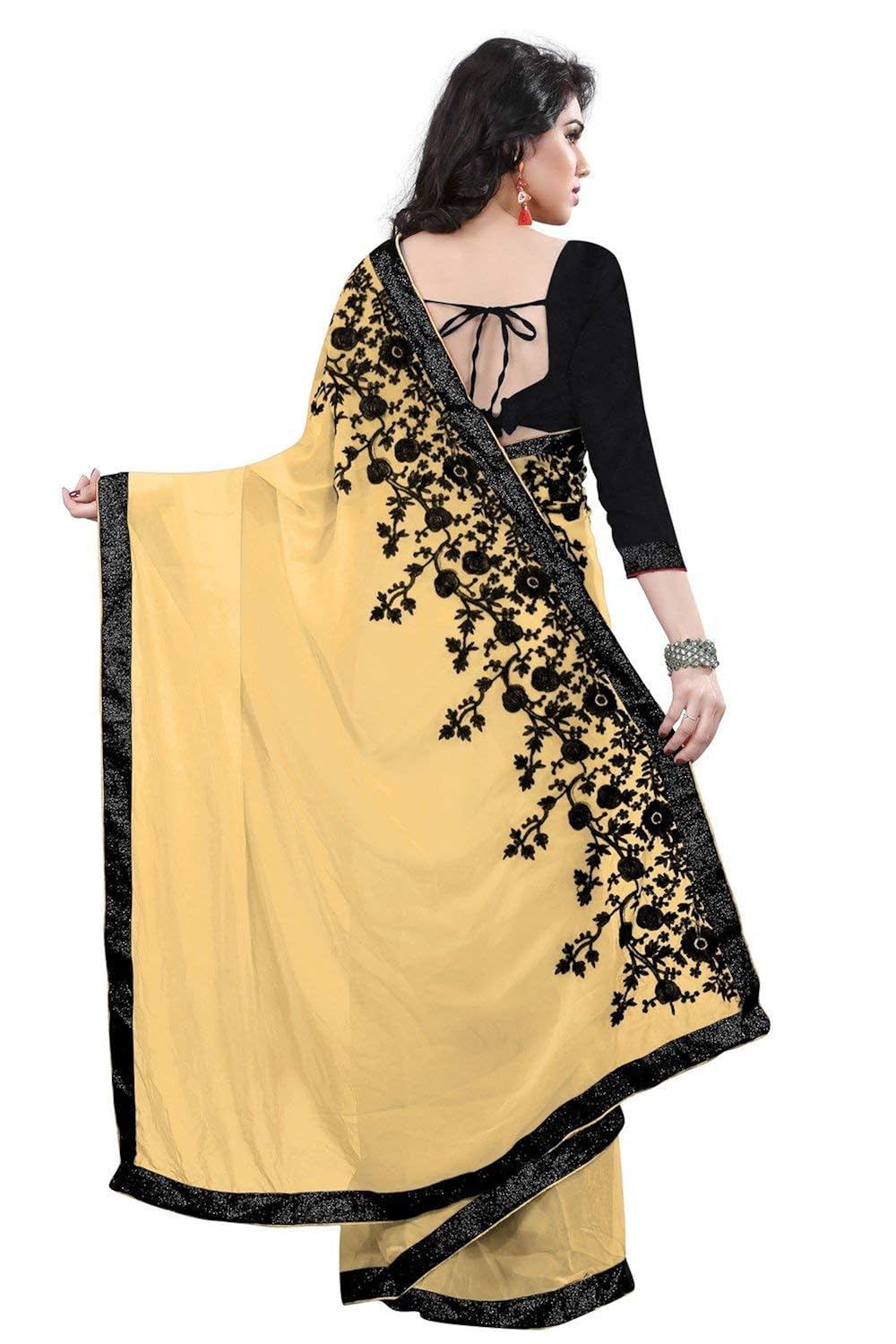 navabi export women's georgette saree with blouse piece