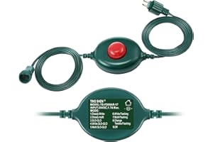 Meonum 1/2 inch Plug Extension Cord for Christmas Tree Lights, Foot Switch 9 Light Modes, 15FT Extension Cord Foot Pedal Compatible with TS-8W29V TS-12W29V TS-13W29V TS-18W29V TS-26W29V TS-48W29V