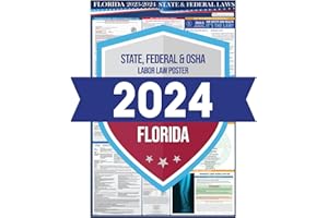 COMPLIANCE AUDIT CENTER 2024 Florida State and Federal Labor Laws Poster - OSHA Workplace Compliant Includes FLSA FMLA and EEOC Updates - All in One Required Compliance Posting 24" x 36" - Laminated (1 Pack)