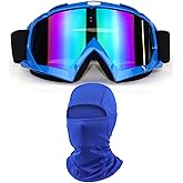 immoono Dirt Bike Motorcycle Goggles with Balaclava Face Cover, Motocross Riding Offroad Glasses for Men Women with Face Mask