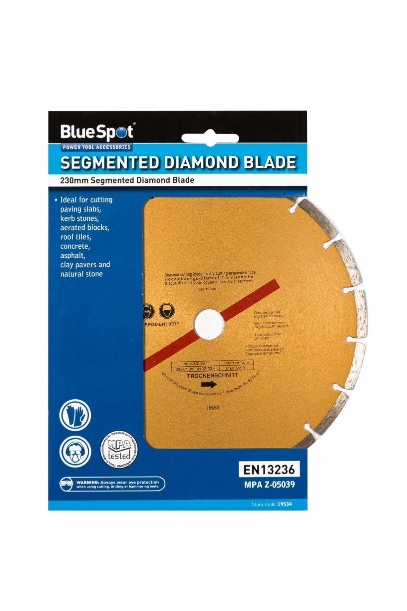 Blue Spot Tools 19534 230MM (9") Segmented Gold Diamond Dry Cutting Disc