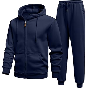 JMIERR Mens Hoodie Jogger Pants Set Fleece Lined Zip Up Two Piece Tracksuit | Fleece-lined warmth, full-zip hoodie, jogger pa