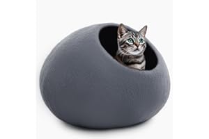 Woolygon Premium Wool Cat Cave Bed - Felt Cat Cave Handmade from 100% Merino Wool, Pet Friendly Felt Cat Bed for Indoor Cats and Kittens