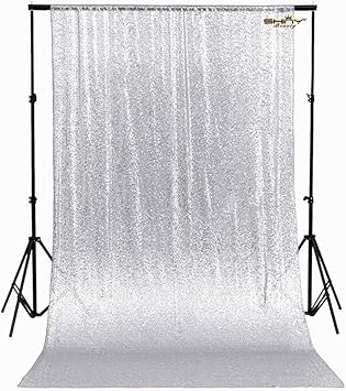 Amazon Com 6ftx6ft Sequin Backdrop Silver Shimmer Holiday Fabric