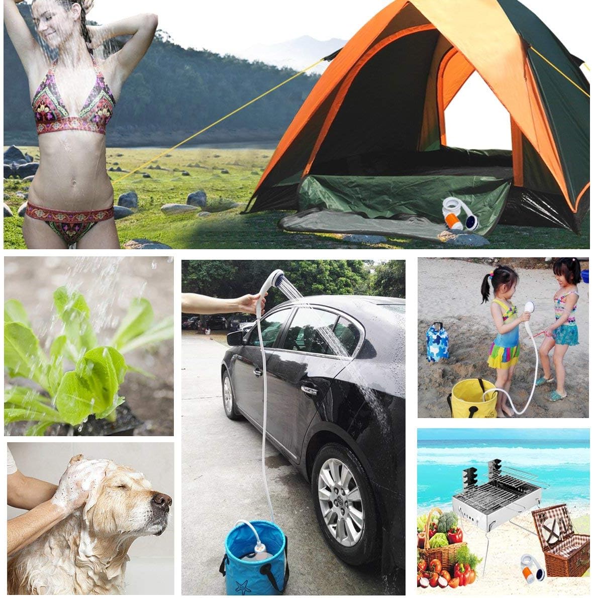 Iron Hammer Portable Shower Camp Shower Rechargeable Shower high Capacity 4800mAh Camping Shower pet Shower, with Shower Valve (Shower with Water Valve) : Sports & Outdoors