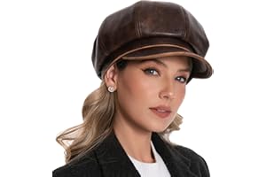 Mens Womens Newsboy Hat PU Leather Visor Beret Cap Paperboy Gatsby Hat Vintage 8 Panel Razor Baker Boy Hat L
