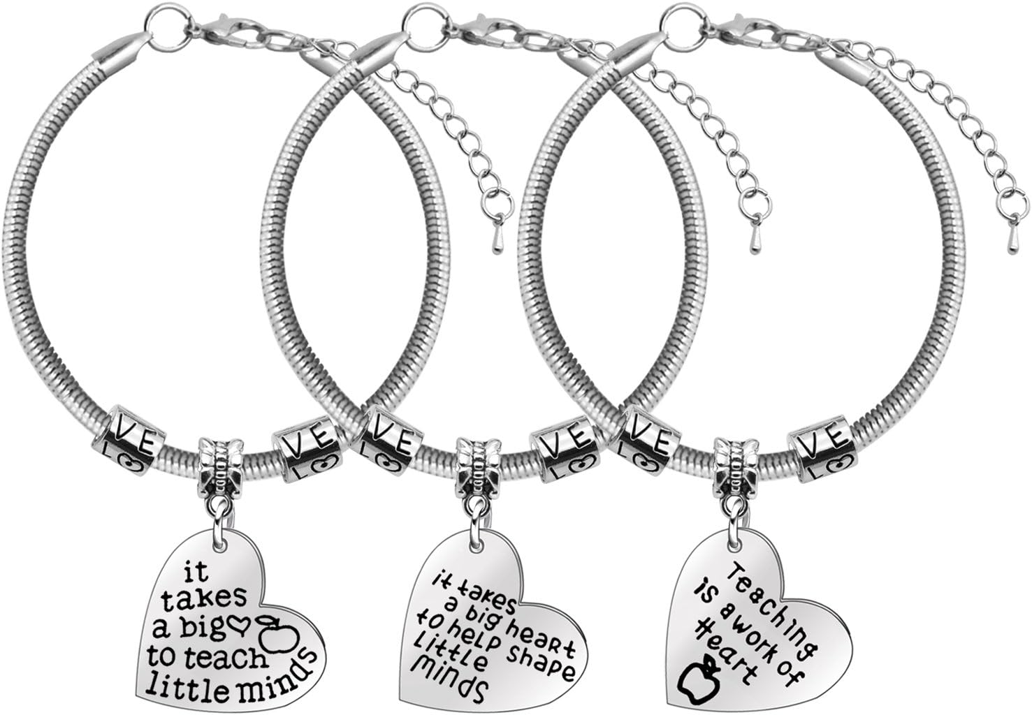 Teacher's Day Gifts - 3pcs Teacher Bangle Bracelet Appreciation Jewelry,Graduation Gift for Teacher