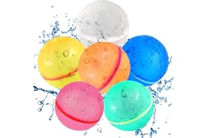 PUFFLD 6Pcs Reusable Water Balloons, Water Balloons Quick Fill Water Balloons Reusable Magnetic with Mesh Bag for Boys and Girls Summer Fun Outdoor Toys, Pool Beach Toys…