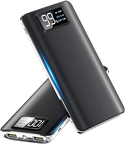 Amazon 21最新版 モバイルバッテリー 大容量 mah スマホ充電器 Lcd残量表示 2つusb出力ポート 1a 2 1a 急速充電バッテリー 軽量 薄型 旅行 緊急用 Android Iphone Ipad対応 ブラック モバイルバッテリー 通販