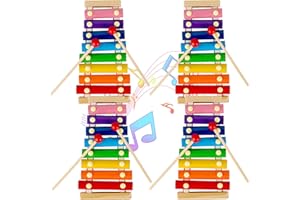 FLAHARD 4 Sets Wood Xylophone for Kids Musical Toy Instrument with 8 Mallets Wooden Percussion Kit for Preschool Toddlers Educational Music Learning