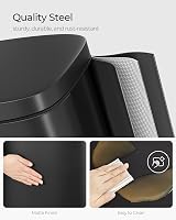 SONGMICS Kitchen Bin 30 L Pedal Rubbish Bin Soft Close Steel Black LTB03BK view 4