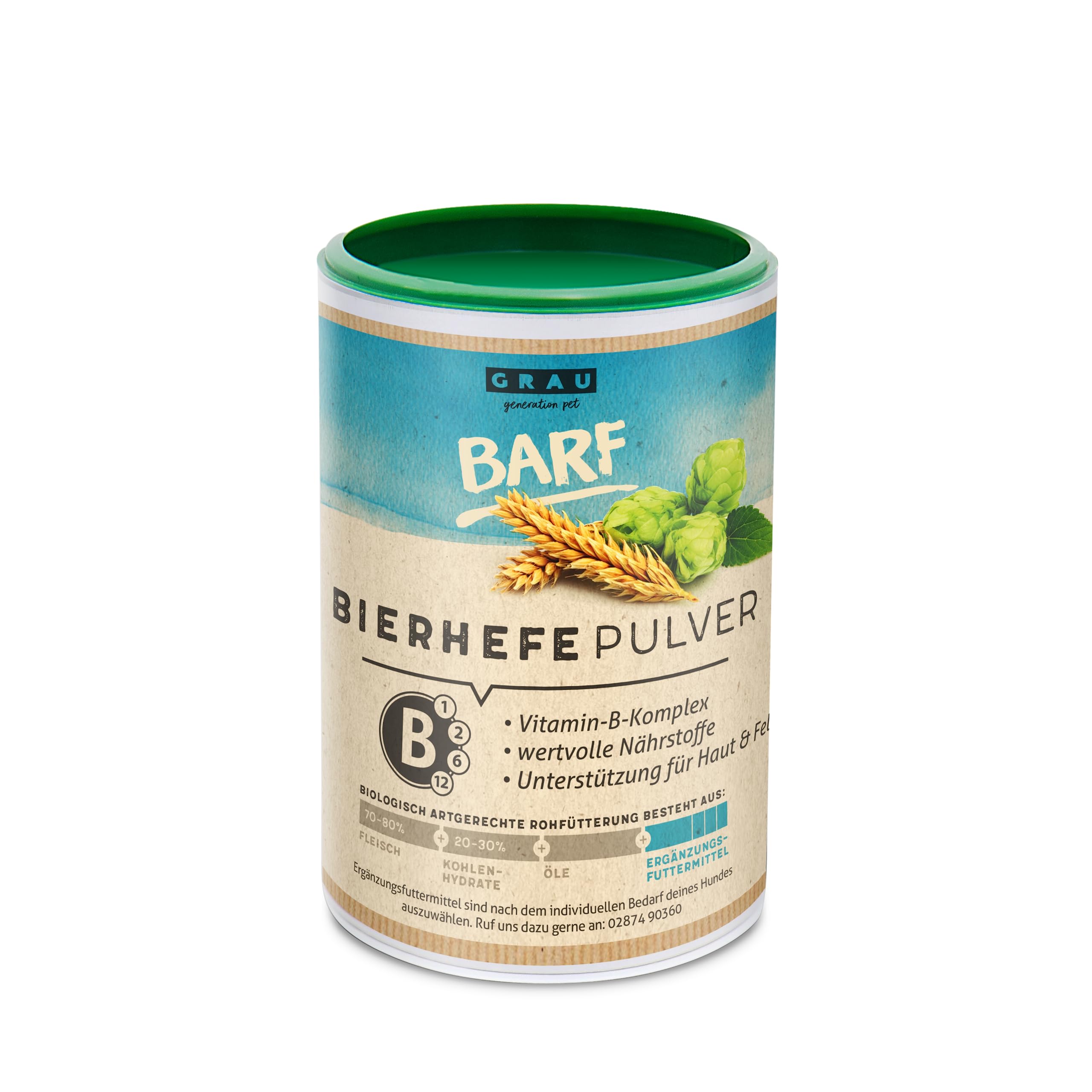 GRAU Original 100% Natural Brewer’s Yeast, for Shiny Fur and Strong Skin, Rich in Minerals and Trace Elements, Pack of 1 (1 x 500 g), Feed Supplement for Dogs and Cats