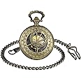 Unendlich U Mechanical Pocket Watch 12 Constellation Compass Vintage Roman Numerals Scale Pocket Watch with Chain