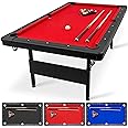 GoSports 6, 7, or 8 ft Billiards Table - Portable Pool Table - Includes Full Set of Balls, 2 Cue Sticks, Chalk and Felt Brush; Choose Size and Color