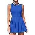 ATTRACO Women Tennis Dresses Ribbed Polo Golf Dress Half Zip Pleated Workout Dress with Built in Shorts and Bra