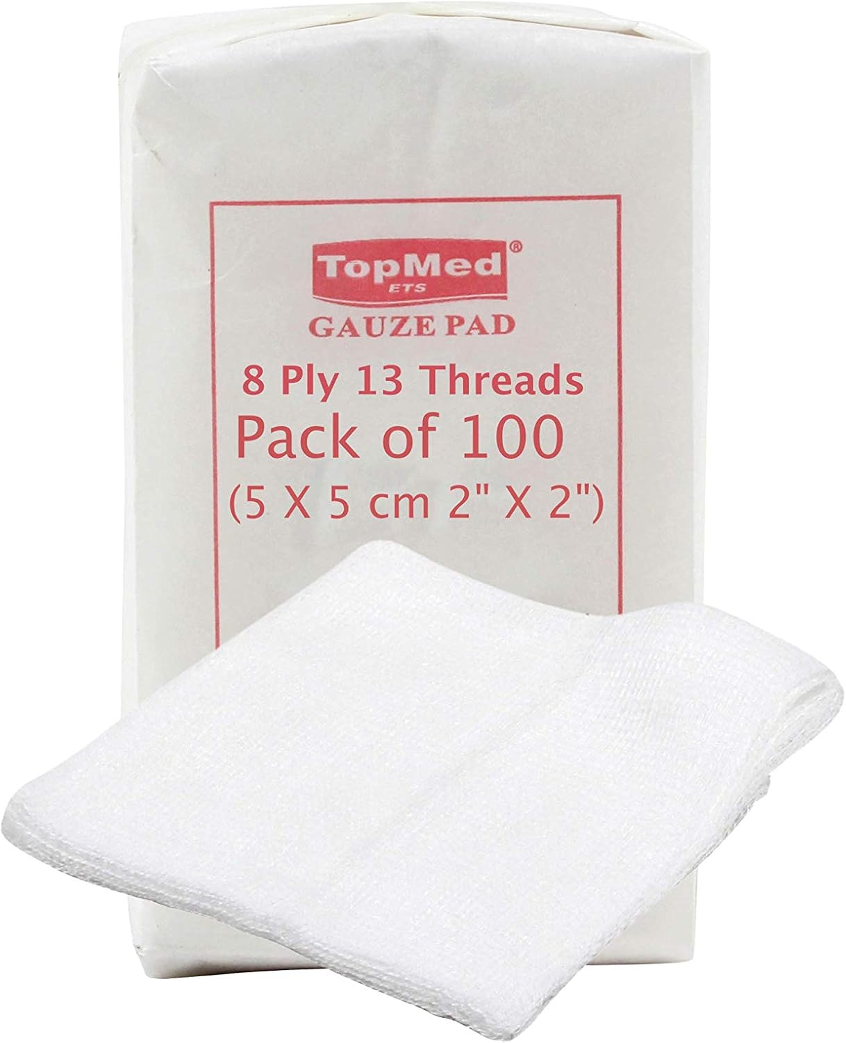 Cotton Gauze Swabs, NonSterile,White,8 Ply 13 Threads Pack