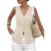 PRETTYGARDEN Womens Summer Sleeveless Suit Vest Tops 2026 Dressy Button Down Business Casual Blazer Waistcoat Spring Clothes