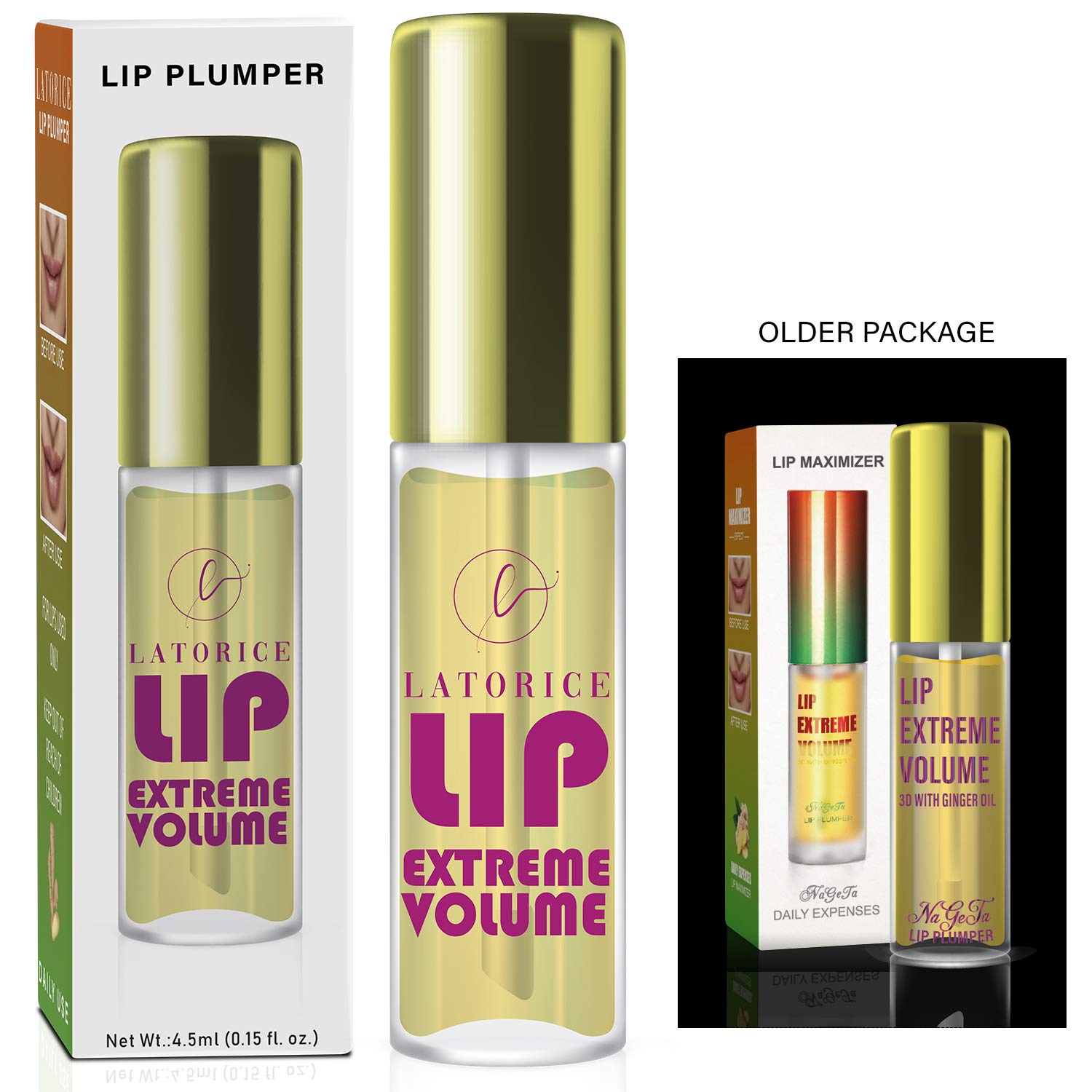 Lip Plumper, Natural Lip Enhancer, Lip Care Serum, Moisturizing Transparent Lip Oil, Lip Plumper Fuller & Hydrated Beauty Lips, Latorice (Strong): Beauty