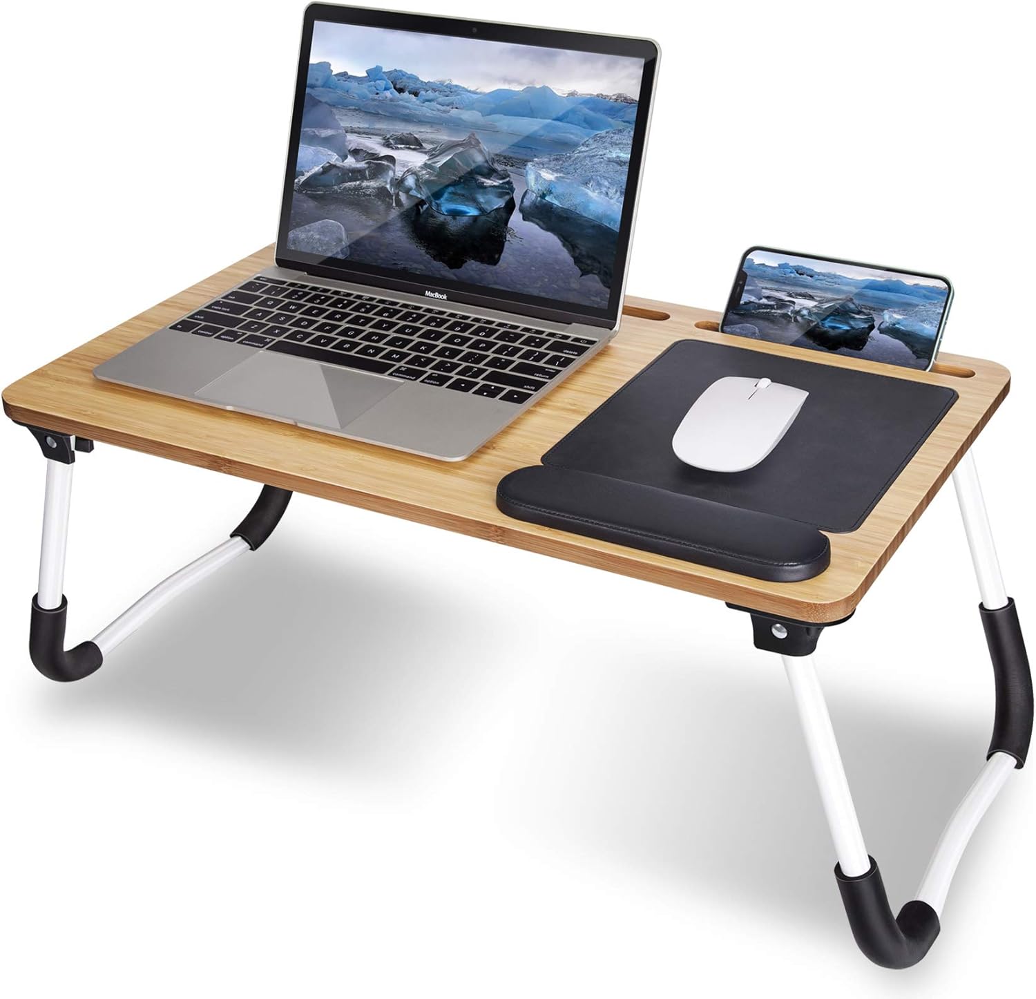 Lap Desk, Laptop Desk for Lap with Mouse Pad: Bamboo Lap Desk for Working from Home on Bed/Couch/Sofa/Floor