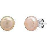 Dazzlingrock Collection Valentine's Day Gift 8 mm Genuine Freshwater Round Pearl Ladies Ball Stud Earrings, 925 Sterling Silver