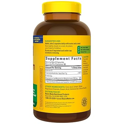 Buy Nature Made High Absorption Magnesium Glycinate 200 Mg Capsules For Muscle Relaxation 180 Count Online In Jordan B086rqvndv