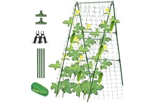 7QUEEN Cucumber Trellis Garden Trellis Arch Trellis, Tall Trellis for Climbing Plants Support Vegetable Peas Fruit Vine Outdoor A-Frame Trellis Suit for Small Plant not Heavy