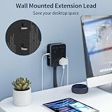 NTONPOWER 4 Way Wall Mounted Extension Lead USB C 3250W 13A 1.6M Cord Travel view 6