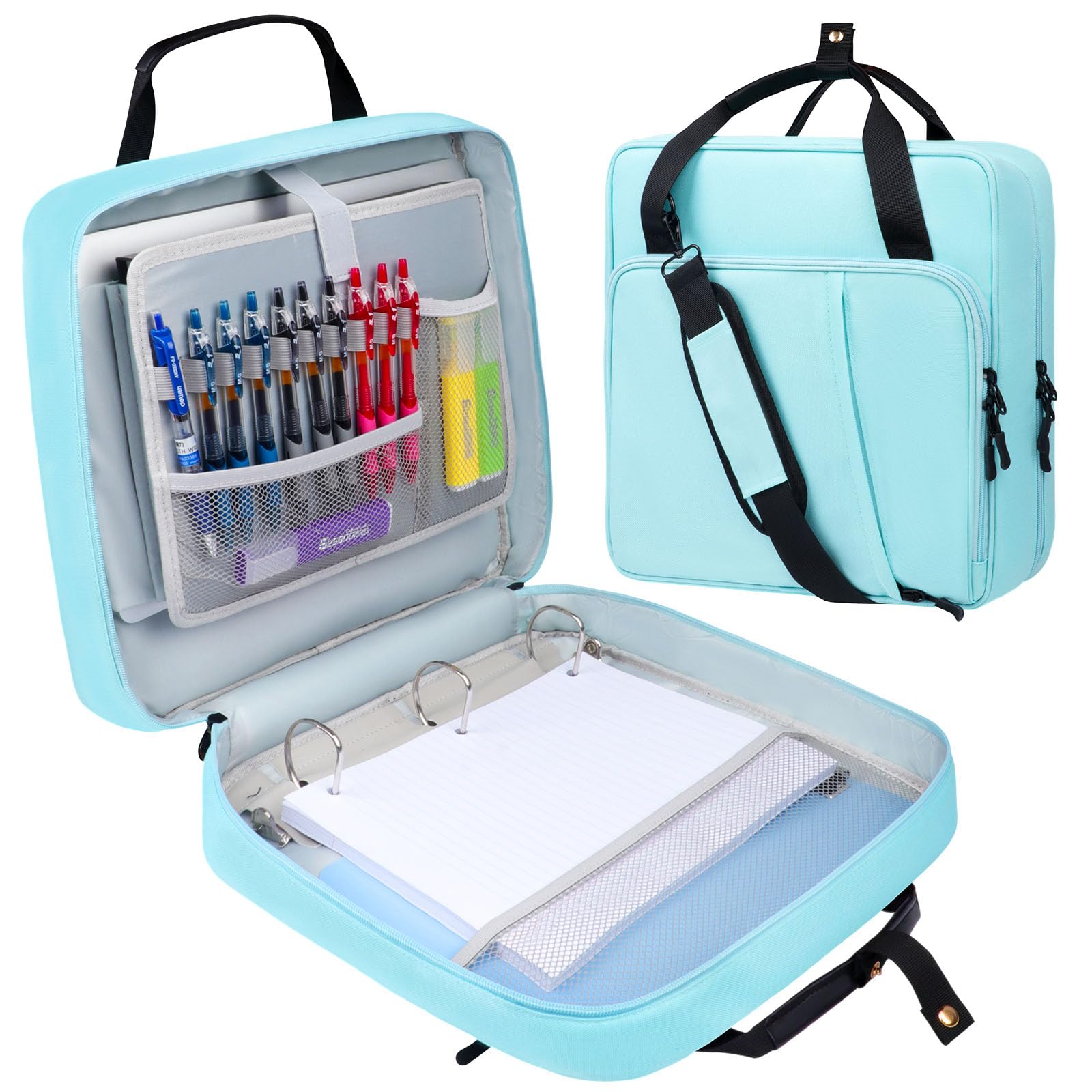 Photo 1 of *******IT'S DIRTY
 3 D-Ring Zipper Binder 2 inch with Shoulder Strap, Waterproof Oxford Binder with Zipper Storage 500 Sheets Capacity, Multi-Pockets Organizer Bag for 13 inch Laptop College Office (Blue)