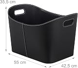 Relaxdays XL Faux Leather Firewood Basket with Handles, Black Log Storage view 4