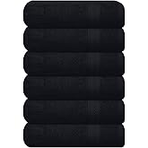 GLAMBURG Ultra Soft 6-Piece Hand Towel Set 16x28-100% Ringspun Cotton - Durable & Highly Absorbent Hand Towels - Ideal for use in Bathroom, Kitchen, Gym, Spa & General Cleaning - Black
