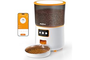 Roilpet Automatic Cat Feeder, 4L WiFi Pet Feeders with APP Control for Remote Feeding, Smart Cat Food Dispenser for Dry Food for Cat&Dog, 10s Voice Recorder, Dual Power Mode, 10 Meals Per Day, White