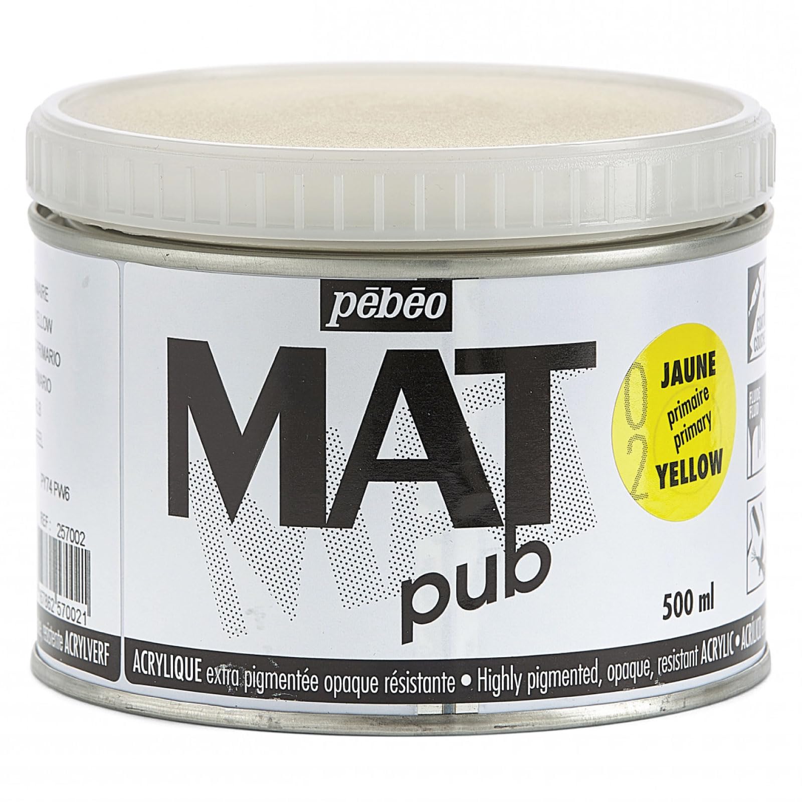 Pebeo Mat Pub, Primary Yellow, 500ml