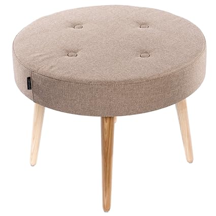 Decostyle PU Foam Gyra Stool with Solid Wood Legs for Living Room/Bed Room