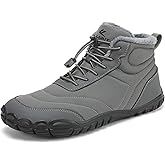 FLARUT Mens Womens Barefoot Snow Boots Winter Warm Shoes Fur Lined Wide Toe Box Zero Drop Ankle Sneakers