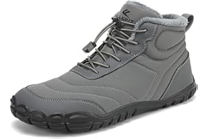 FLARUT Mens Womens Barefoot Snow Boots Winter Warm Shoes Fur Lined Wide Toe Box Zero Drop Ankle Sneakers