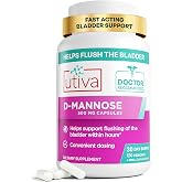 Utiva D-Mannose 2000 mg, Bladder &amp; Urinary Tract Support, 120 Capsules | Supports natural flushing, helps reduce E. coli adhesion and keeps daily urinary care simple